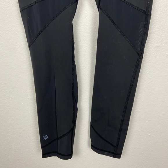 Athleta Black Mesh Detail Athletic Pants - Picture 3 of 4